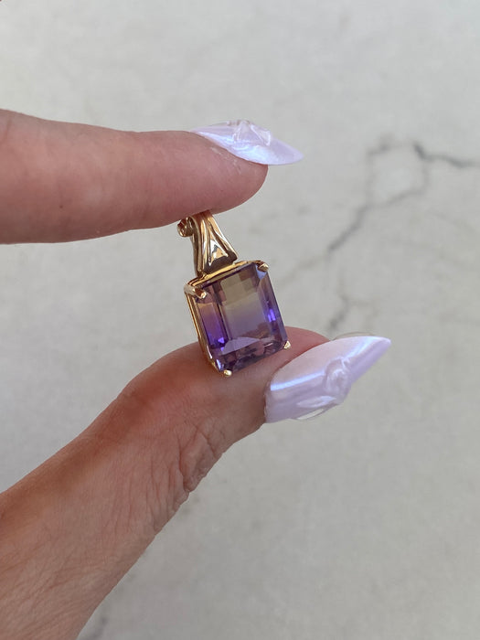 Vintage 14K Gold Ametrine Pendant- 6 Carat