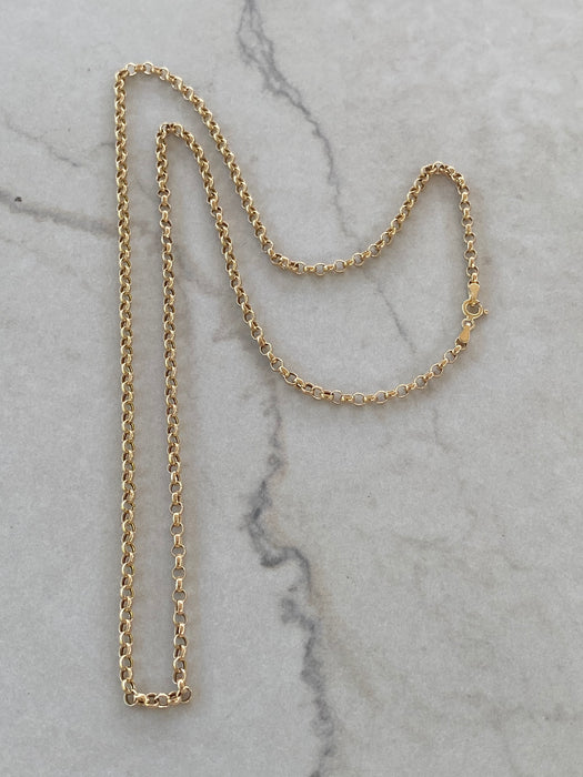 14K Gold Rolo Chain Necklace – 24 Inches