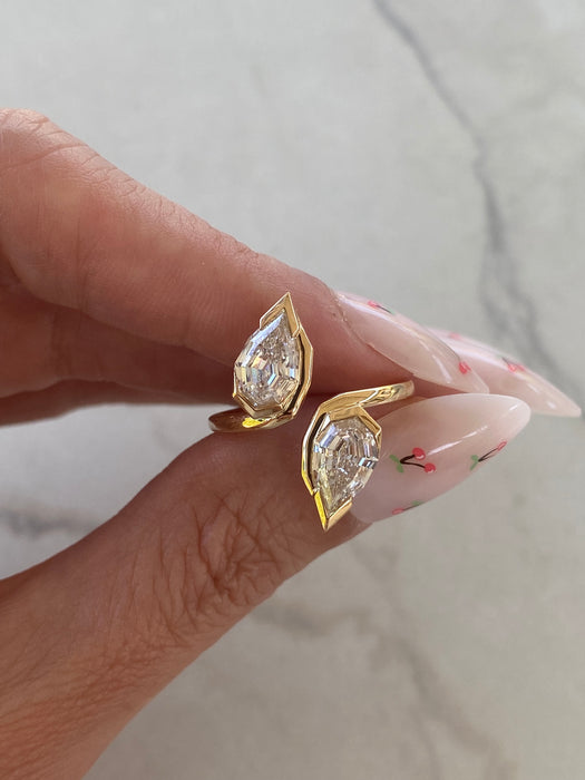 14K Bypass 2.20ct Step-Cut Pear Lab Diamond Ring