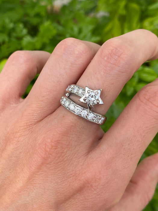 Vintage Platinum 900 Shooting Star Diamond Ring
