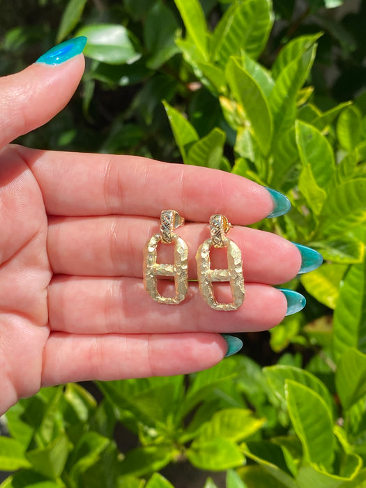 14k textured buckle earrings