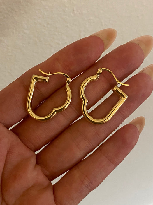 14K Gold Heart Hoop Earrings