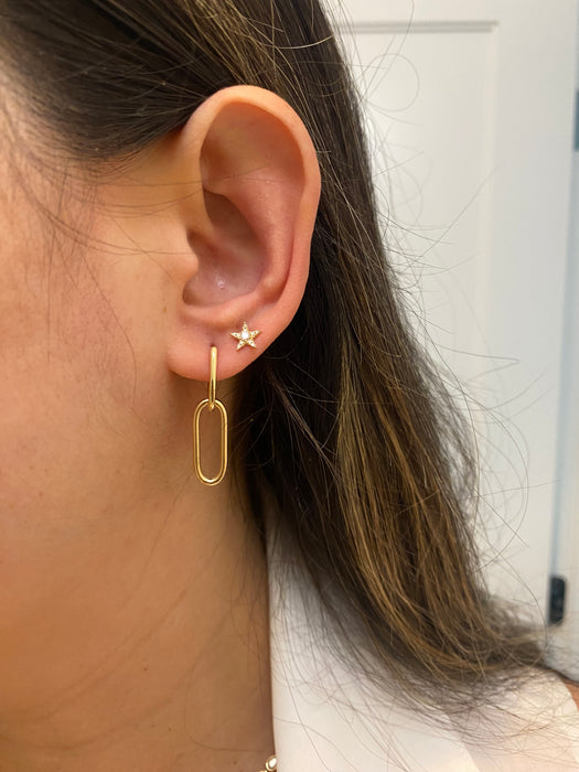 14k two way paperclip huggie earrings