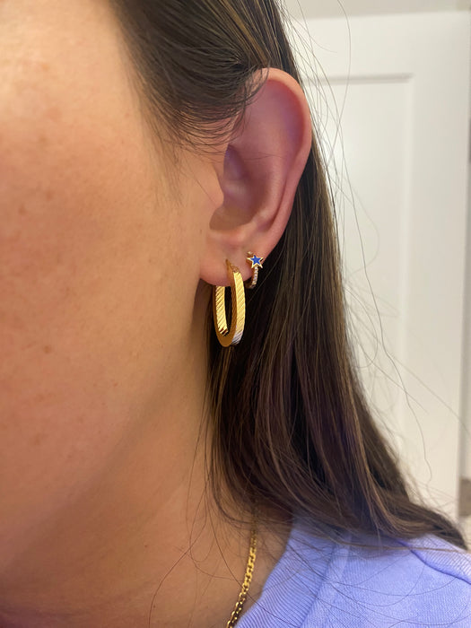 14k fluted oval hoop earrings