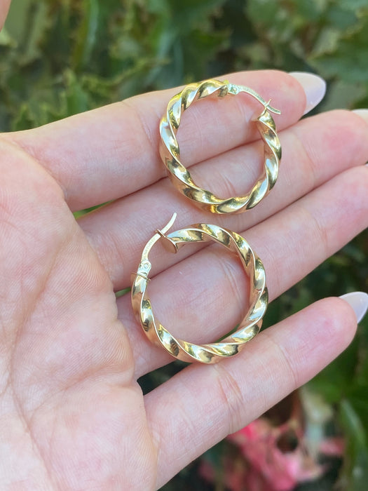 14k twisted hoop earrings