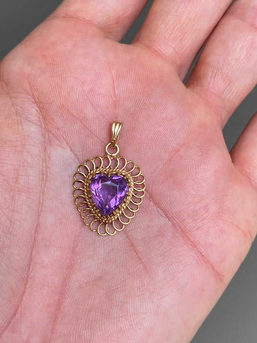 14k amethyst heart pendant