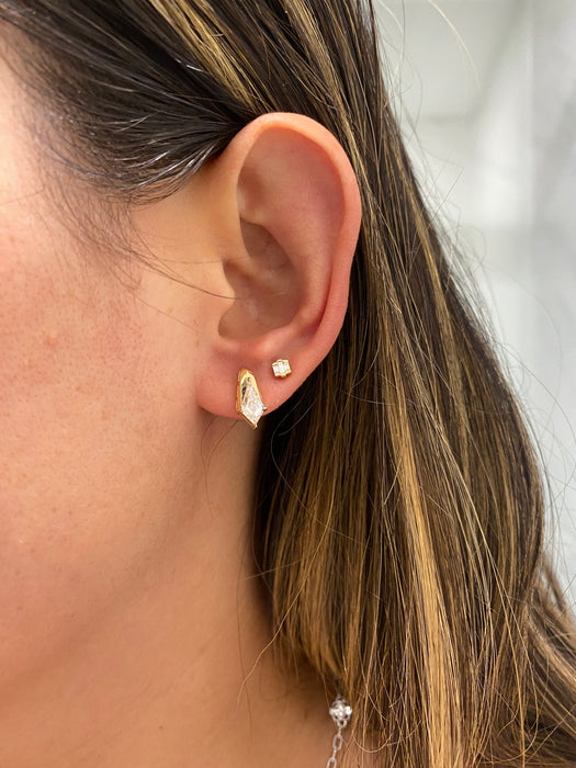 14K Step-Cut Kite-Cut Lab Diamond Stud Earrings