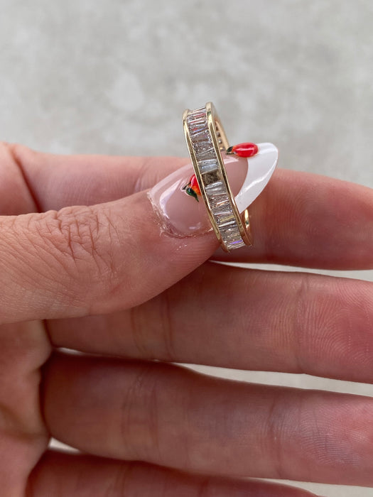 Vintage 14K Gold 3 Carat Natural Baguette Diamond Eternity Ring