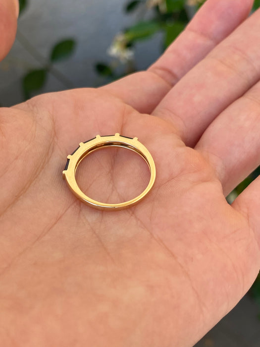 14K Gold Baguette Blue Sapphire Ring
