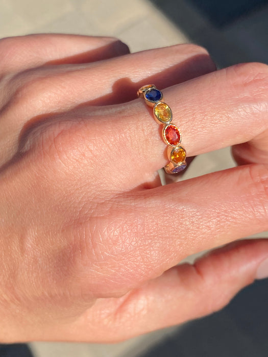 14K Gold 3.8 Carat Sapphire Eternity Ring