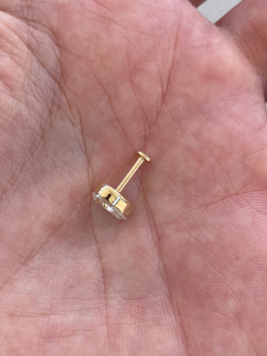 14K Gold Invisible Set Lab Diamond Pear | 0.65 TCW Screw Back Stud Single