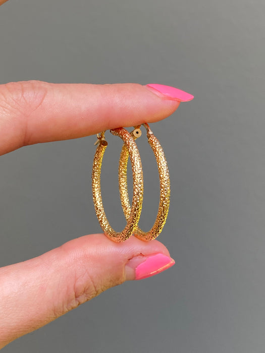 14k round popcorn hoop earrings