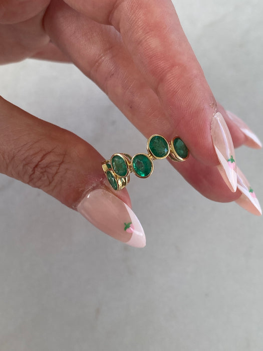 14k Gold 2.5 TCW Bezel Set Oval Natural Emerald Ring Size 6