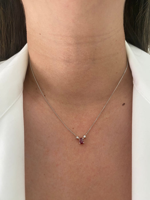 Platinum ruby and diamond curb necklace