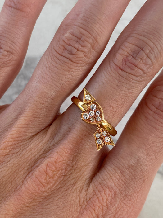 Vintage 18K Waltham Diamond Heart Arrow Spinner Ring