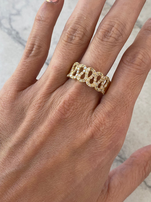 Vintage 18K Natural Diamond Squiggle Ring