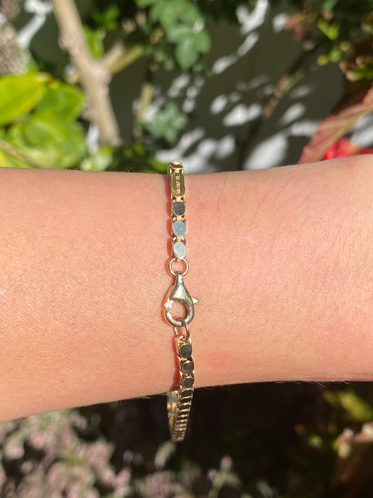 14k barrel oval bracelet 8.75”