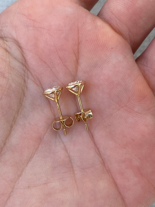 14K Gold Cushion Cut Lab Diamond Stud Earrings – 1.3 CTW