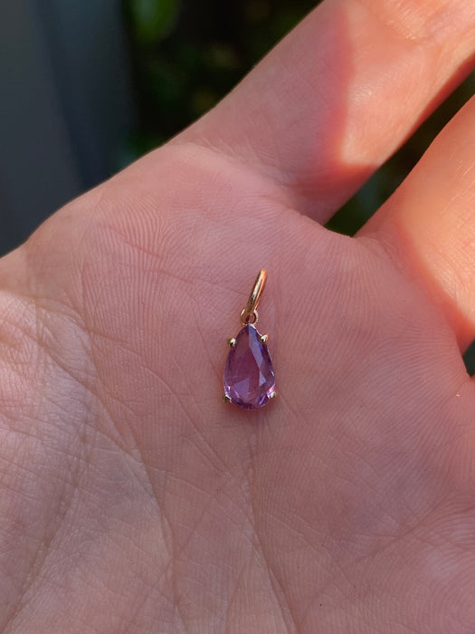 14k pink pear sapphire charm