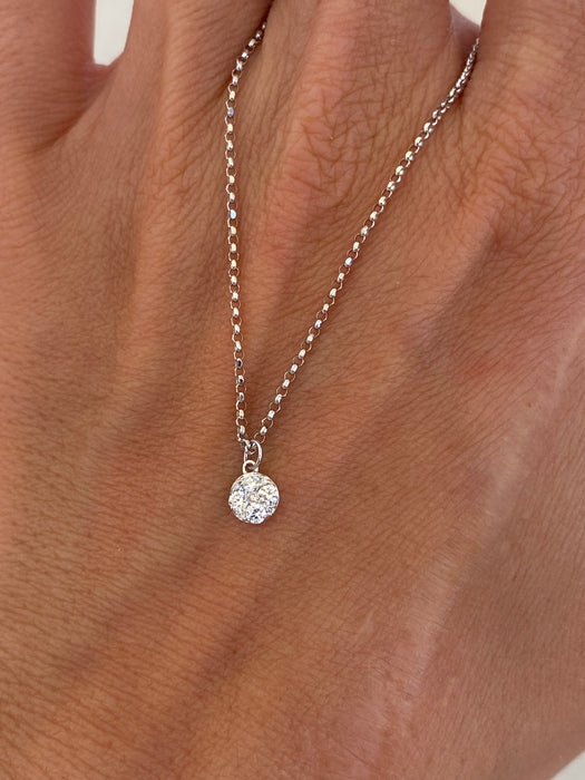 14K White Gold Lab Diamond Pendant with Necklace