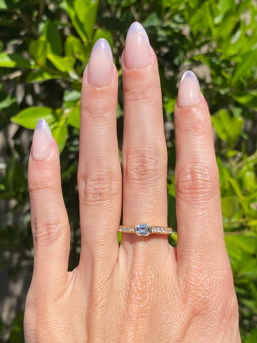 Vintage 18K East-to-West Emerald Cut Diamond Ring