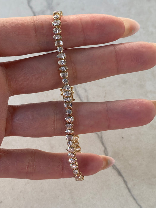 14K Gold 4 TCW Multi-Shape Lab Diamond Bezel Bracelet