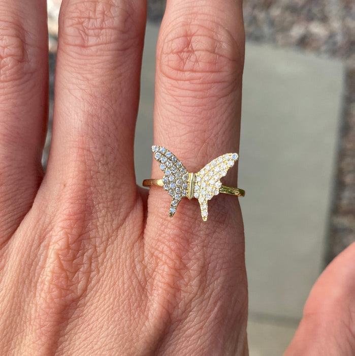 14k diamond butterfly ring size 6.75