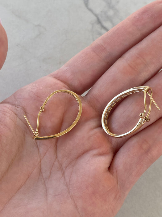 Vintage 14K Natural Baguette Diamond Hoop Earrings – 1.00 CTW