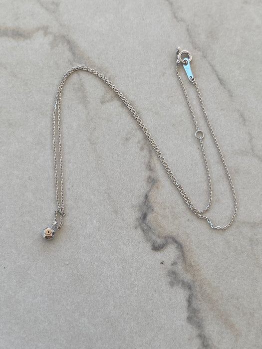Vintage 10K White Gold Geometric Diamond Pendant Necklace – Natural Diamond