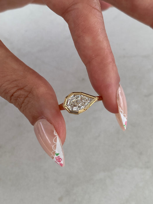 14K Gold 1.51 CT Pear Step Cut Lab Diamond Ring IGI Certified