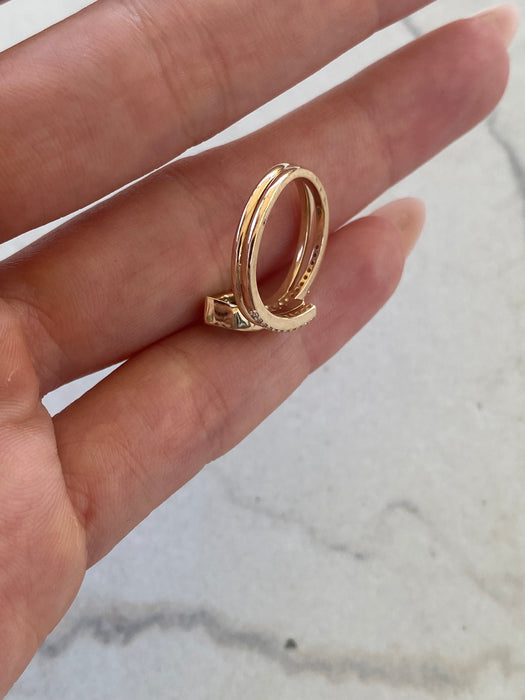 14K Yellow Gold Pear Emerald & Diamond Wrap Ring