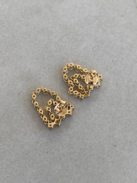 14K Lab Diamond Bar & Double Chain Drop Earrings