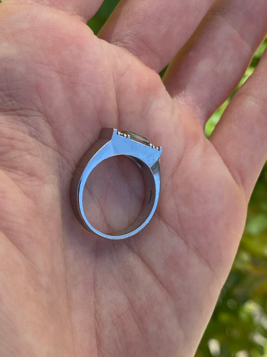 Platinum 900 watermelon tourmaline and diamond ring size 6.5