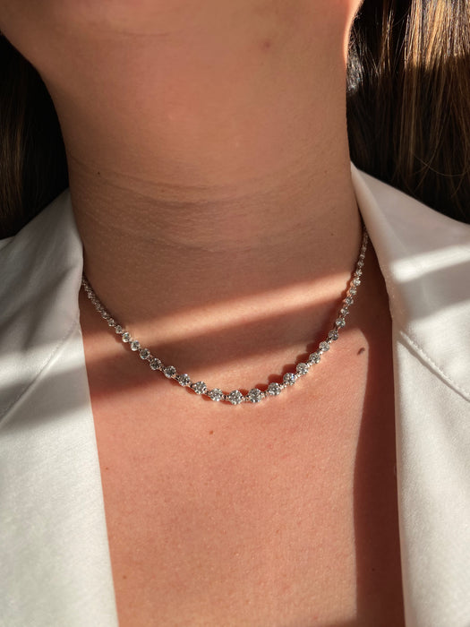 18k white gold 7 carat Diamond tennis necklace