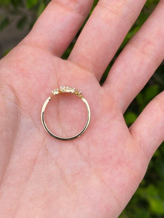 14K Squiggle Baguette Lab Diamond Ring