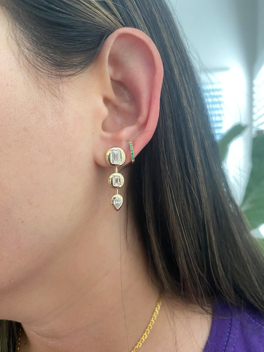 14k lab 2.2 carats diamond chunky bezel set earrings