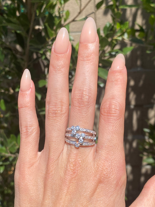 Vintage Platinum 900 Diamond Bezel Ring – 0.94 TCW Natural Diamonds – Size 7