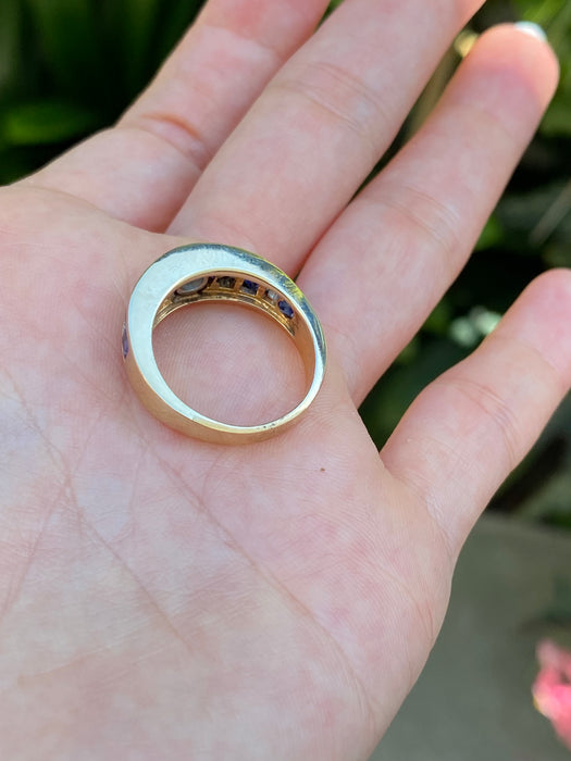 14k blue sapphire diamond ring size 7