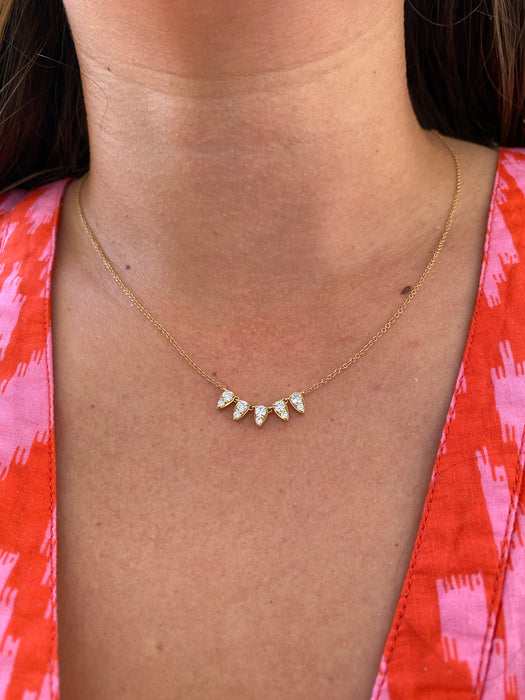 14K Yellow Gold Lab Diamond Spike Necklace | Adjustable 16–18”