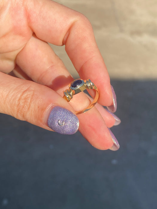 14k blue sapphire cabochon ring size 6