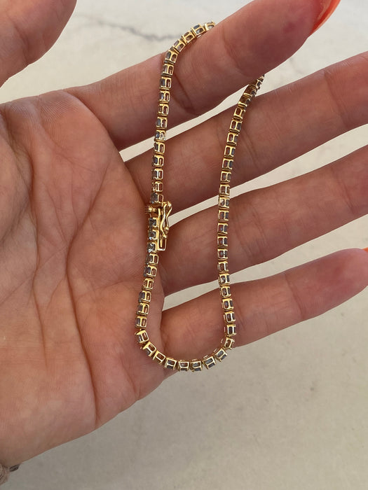 14K Gold Aquamarine & Diamond Tennis Bracelet | 3.04 CTW Aquamarines & 0.63 CTW Diamonds | 7”