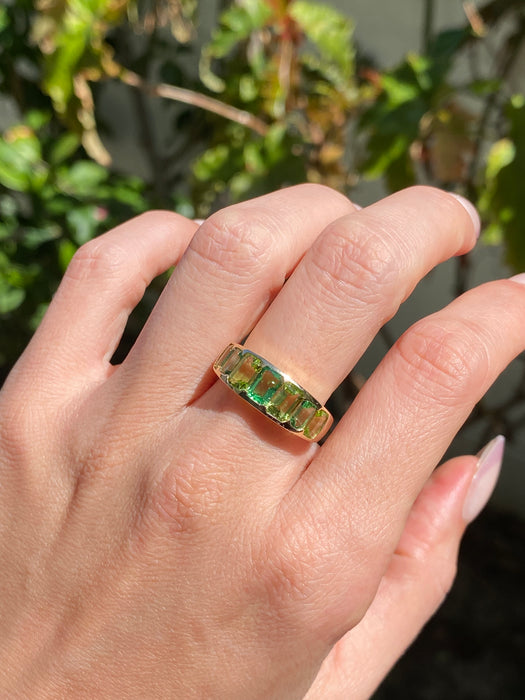 14k Gold Tsavorite Garnet & Peridot Ring Size 7