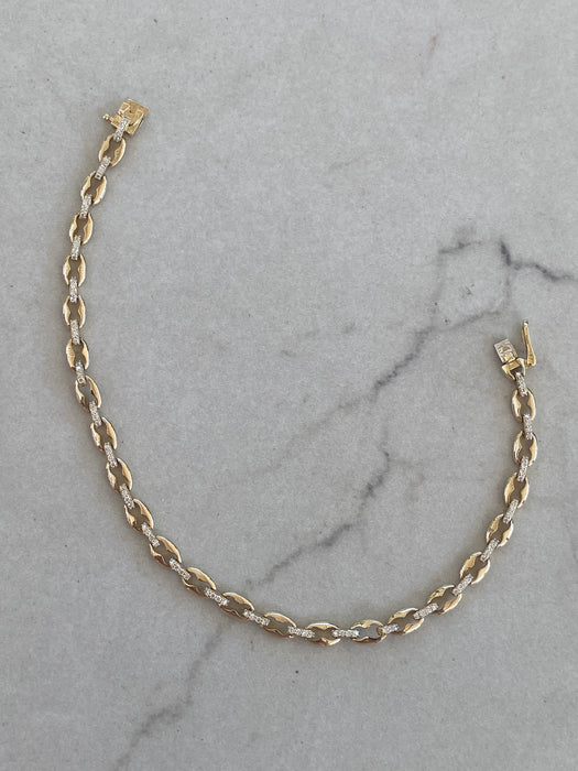 14K Natural Diamond Mariner Link Bracelet