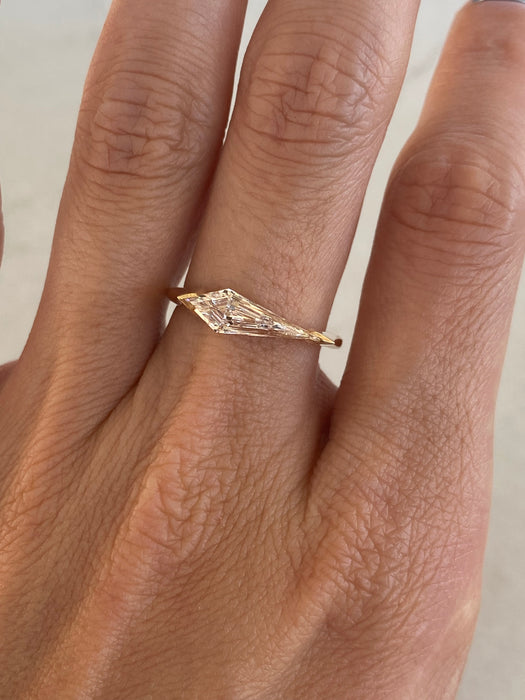 14K Step-Cut Elongated Kite Lab Diamond Ring