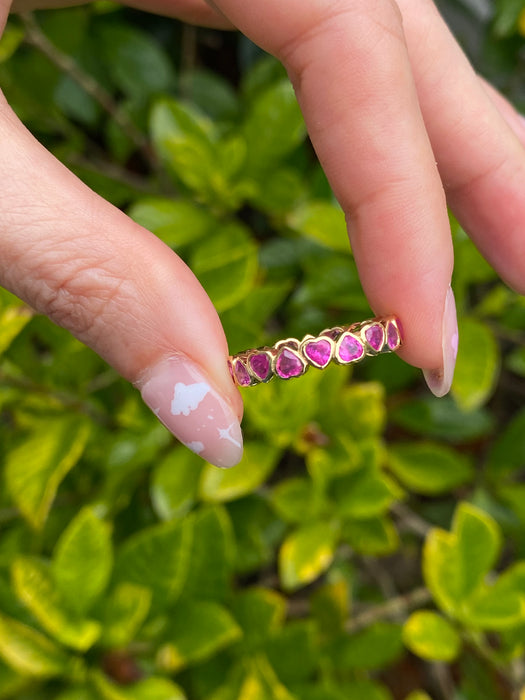 14k bezel set ruby heart eternity ring size 6.75