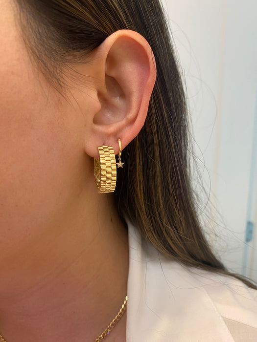 14k riveted link hoop earrings