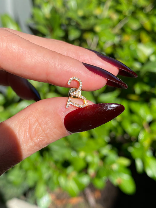 14k single earring diamond letter initial stud