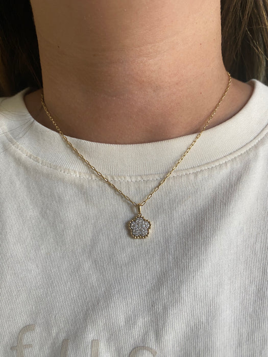 18K Gold Natural Diamond Flower Charm