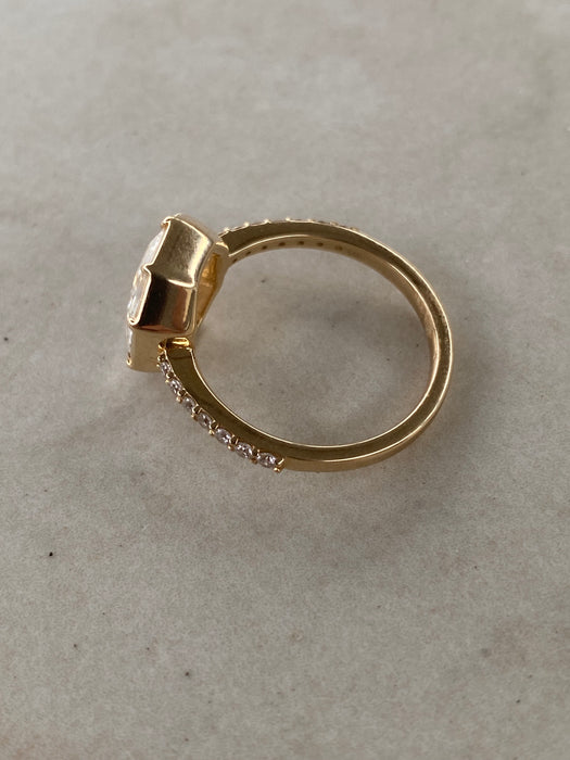 14K Gold 3.05 Carat Hexagon Old Mine-Cut Lab Diamond Ring