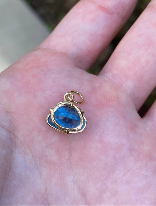 14k Swiss blue topaz cloud charm